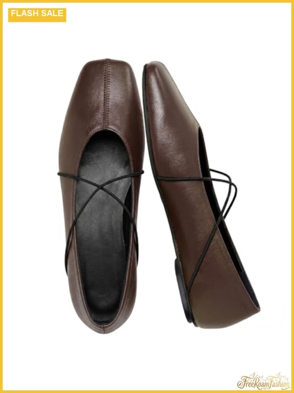 Women's Square Toe Ballet Flats Criss Cross Strap Slip On Mary Jane Shoes